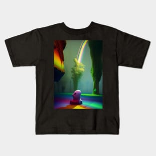GHOSTLY HEAD UNDER A HALLOWEEN RAINBOW Kids T-Shirt
